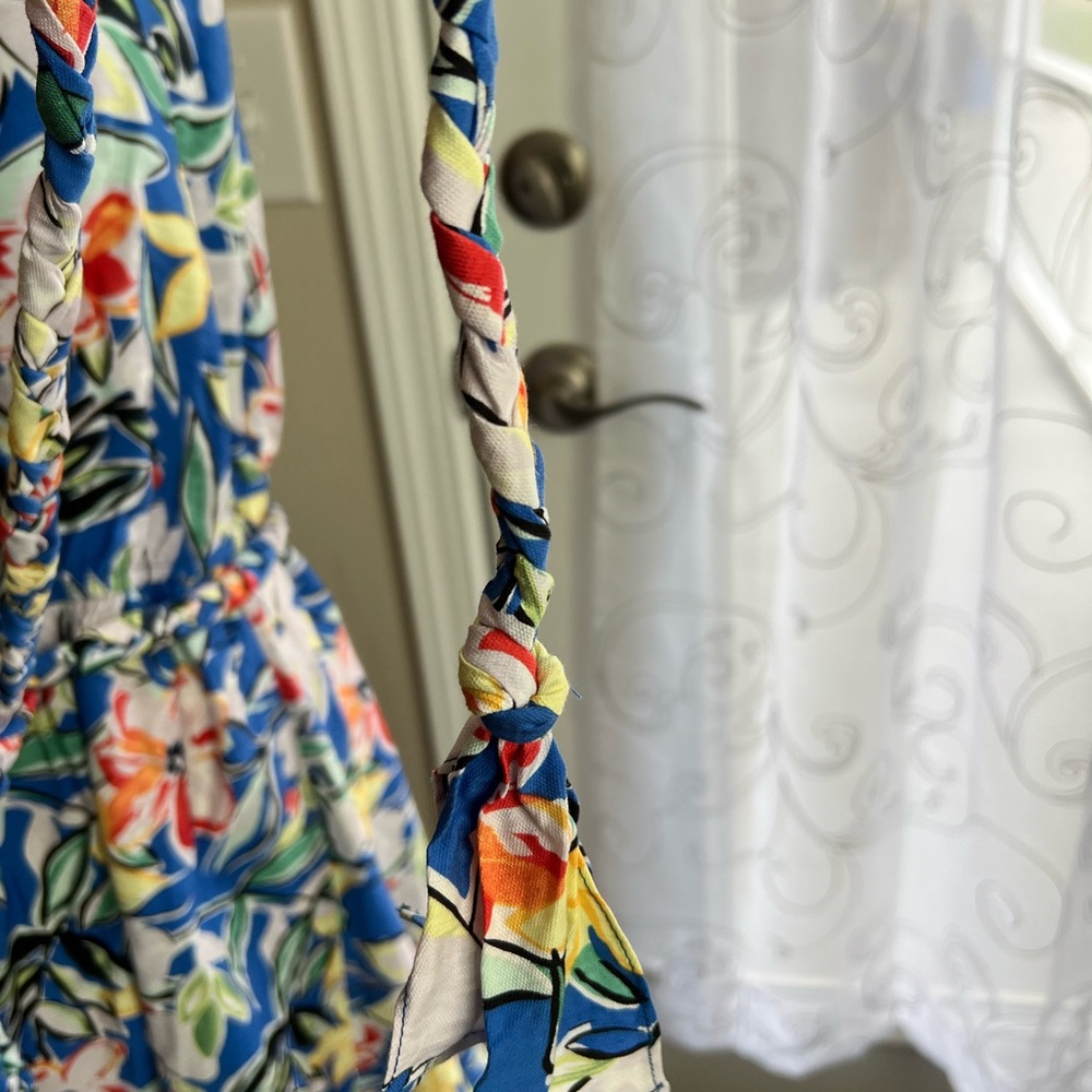 Skies Are Blue Curvy Women’s Belted Blue Floral Dress, Size 1X, Beach, Resort - Picture 6 of 9